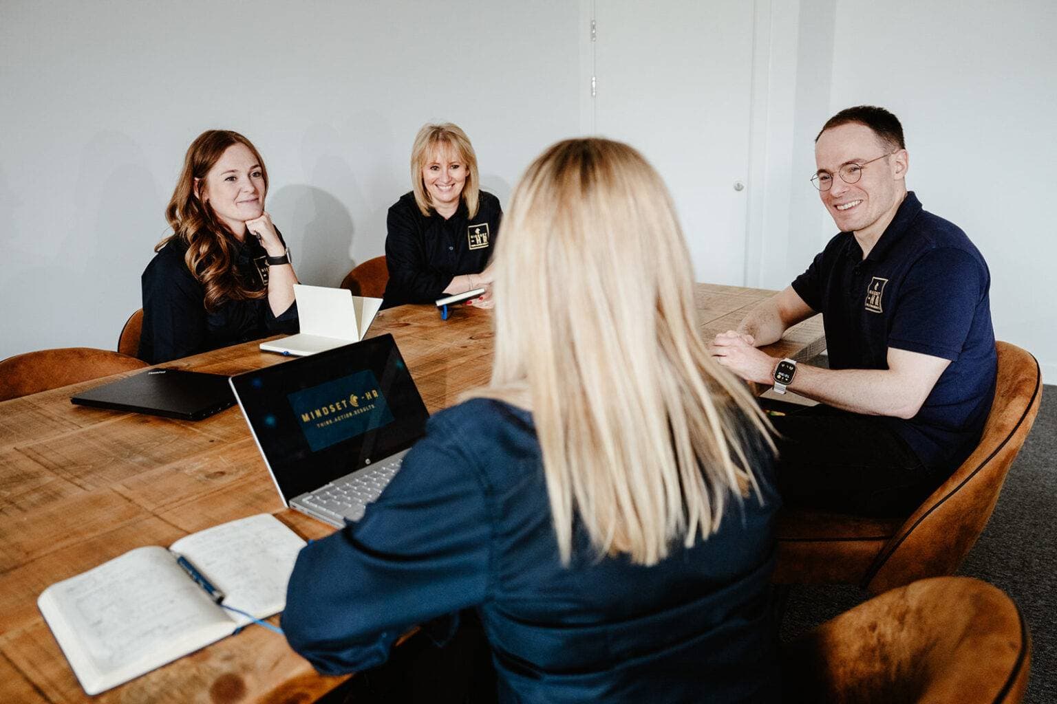 The Mindset HR team in a meeting around the boardroom table